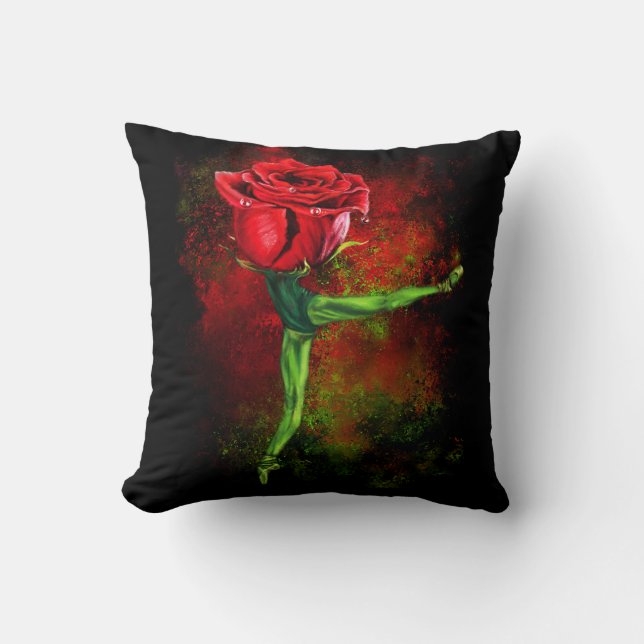 Ballerina Rose Ballet Dancer Throw Pillow (Front)