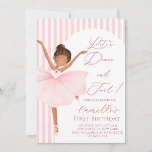 Ballerina rose Fille anniversaire Invitation