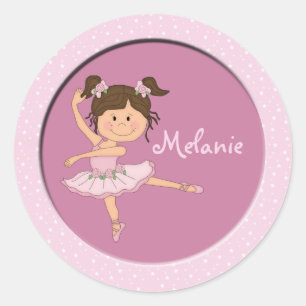 Ballerina rose mignonne 1 Autocollants ronds de no