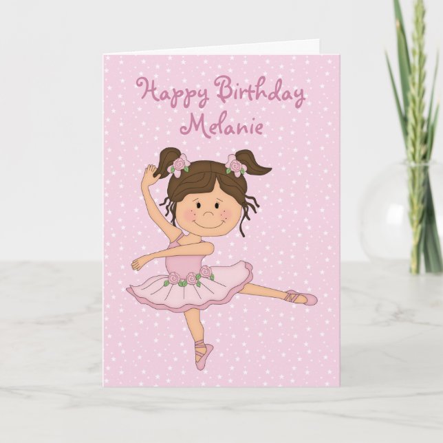 Ballerina rose mignonne 1 Carte Anniversaire (Devant)