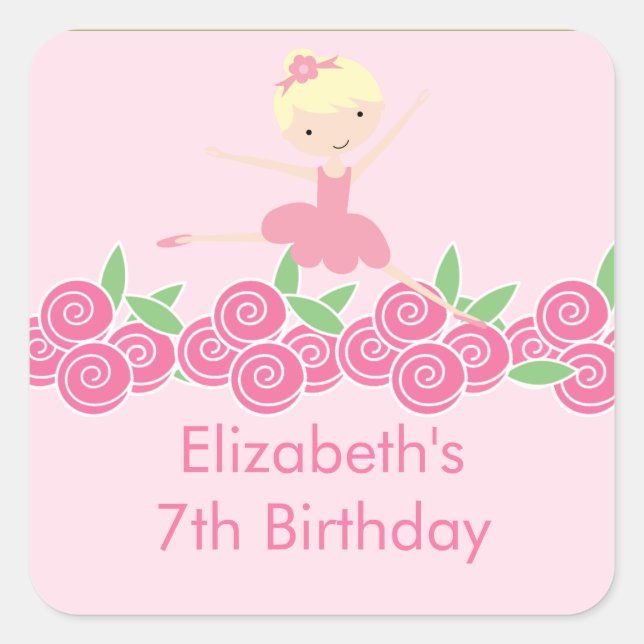 Ballerina rose Tutu Danse Anniversaire Sticker (Devant)