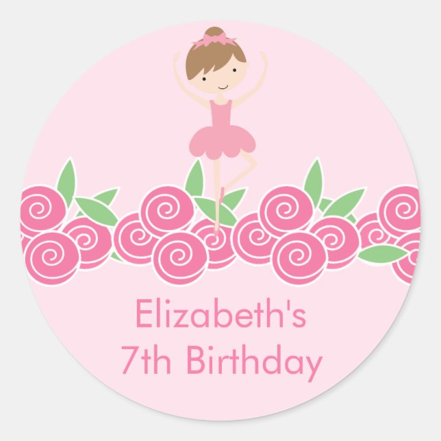 Ballerina rose Tutu Danse Anniversaire Sticker (Devant)