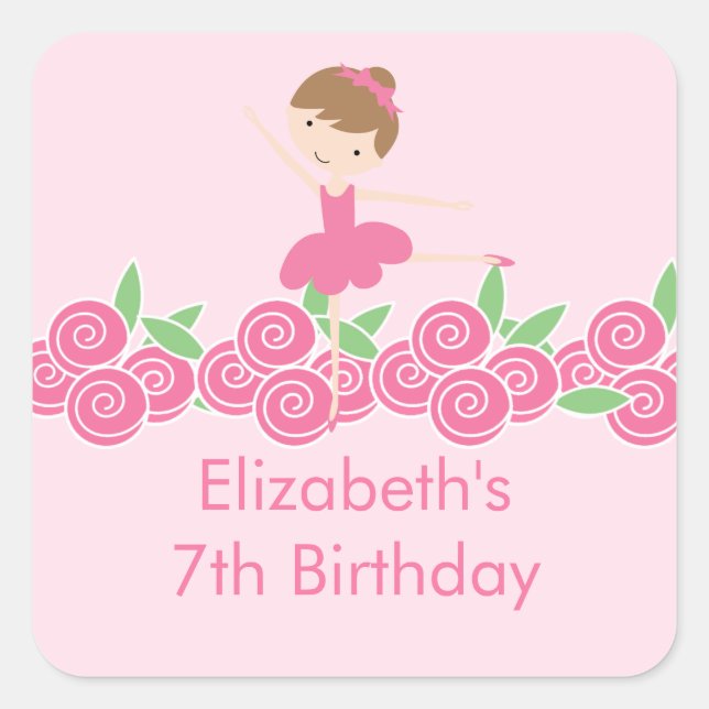 Ballerina rose Tutu Danse Anniversaire Sticker (Devant)