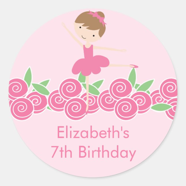 Ballerina rose Tutu Danse Anniversaire Sticker (Devant)