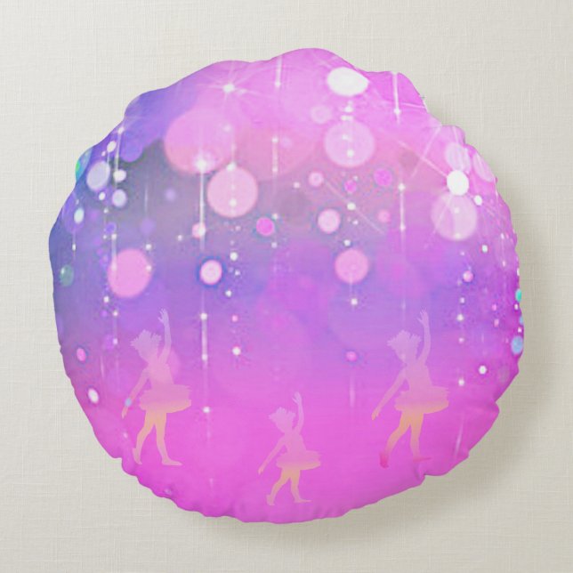 Ballerina round pillow in pink! (Back)