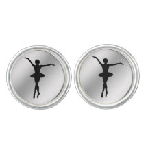 Ballerina Silhouette Black and Silver Customizable