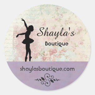 Ballerina Silhouette Elegant Vintage Business Classic Round Sticker