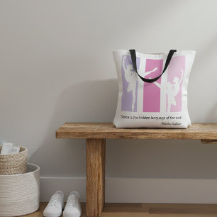 Ballerina Silhouette in Pink Tote Bag
