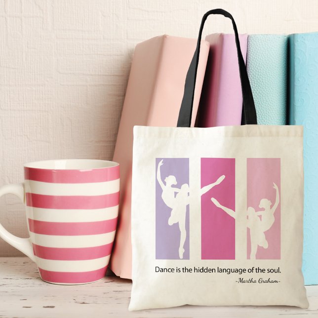 Ballerina Silhouette in Pink Tote Bag (Creator Uploaded)