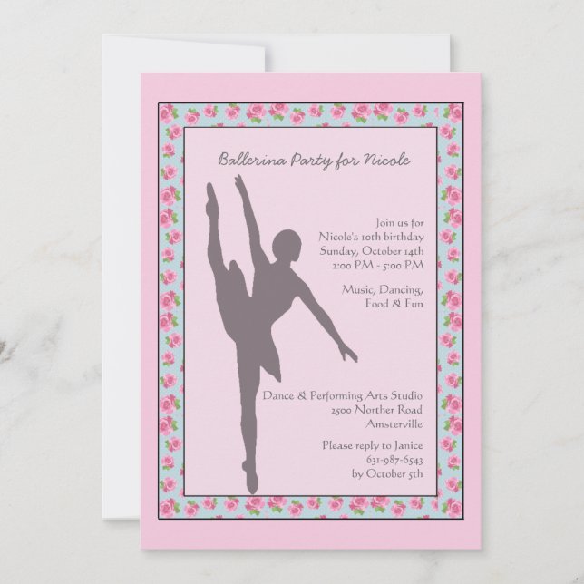 Ballerina Silhouette Invitation (Front)