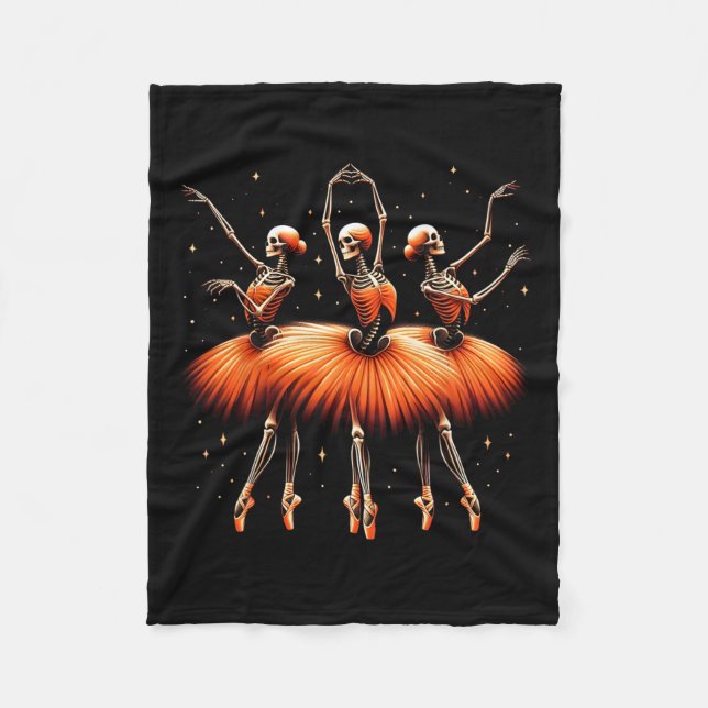 Ballerina Skeleton Dance Funny Halloween Ballet 1  Fleece Blanket (Front)