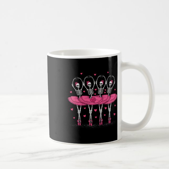 Ballerina Skeleton Dance Funny Halloween Ballet  Coffee Mug (Right)