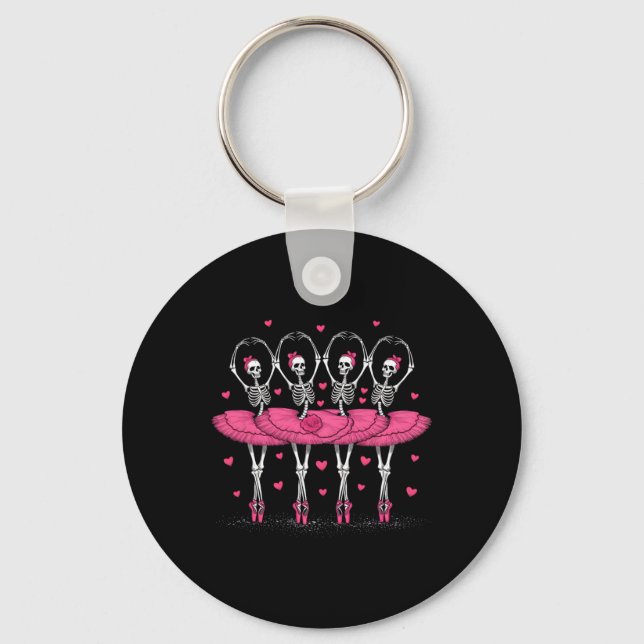 Ballerina Skeleton Dance Funny Halloween Ballet  Keychain (Front)