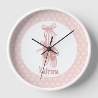 Ballerina Slippers Ballet Dancer Nursery With Name Clock
