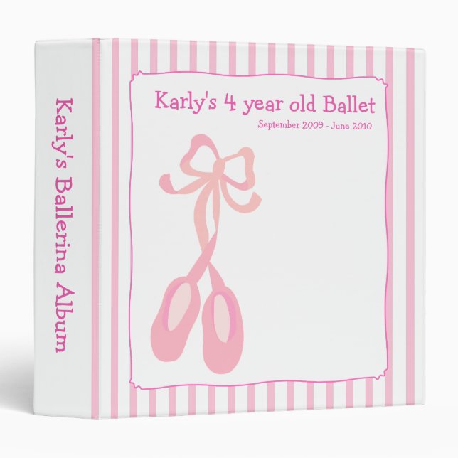 BALLERINA Slippers Ballet Girl Photo Album Binder (Front/Spine)