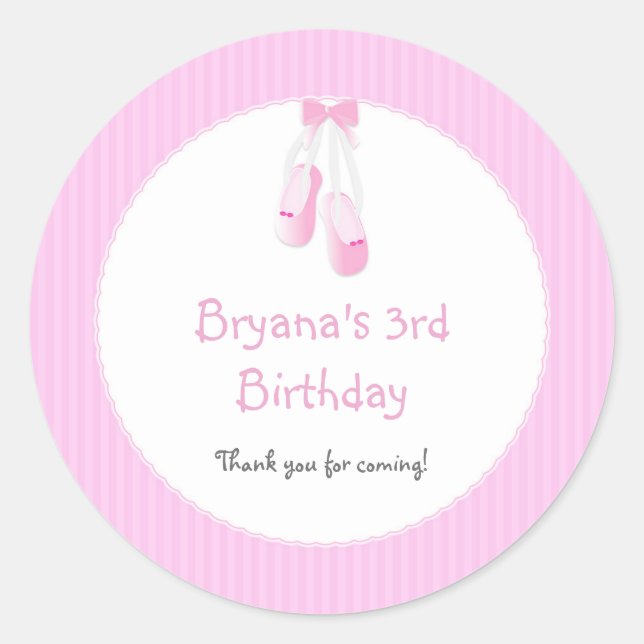 Ballerina Slippers Pink Ballet Party Stickers (Front)