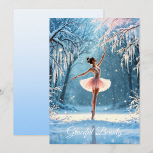Ballerina snow dance winter beauty art holiday card