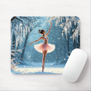 Ballerina snow dance winter beauty art mouse pad