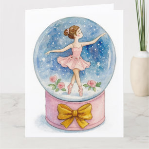 Ballerina Snow Globe Christmas Holiday Card