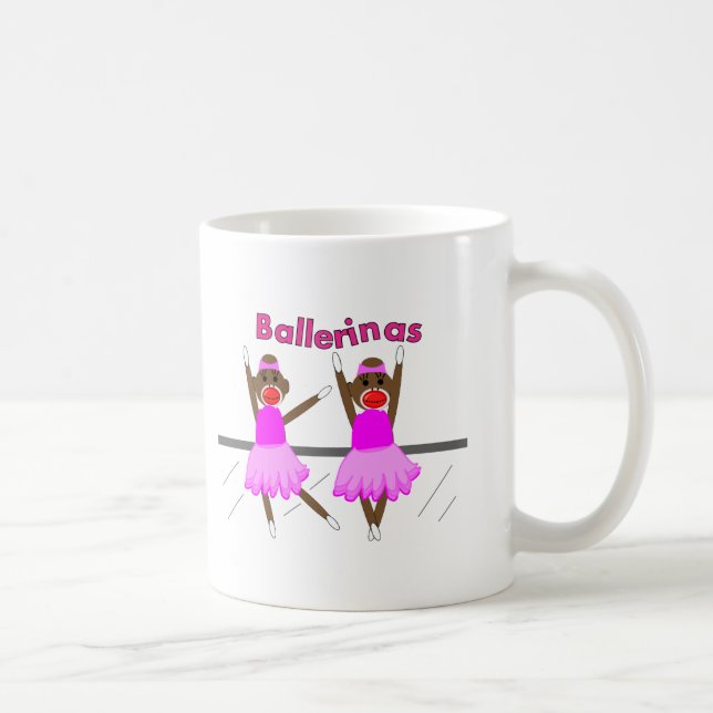 Ballerina Sock Monkeys--Adorable Design Coffee Mug (Right)