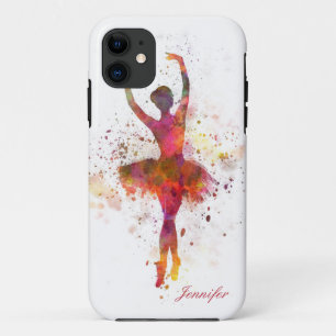 Ballerina Splatter Art Personalized Name   Ballet iPhone 11 Case