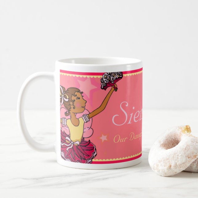 Ballerina star star pink & dark girl mug (Avec donut)