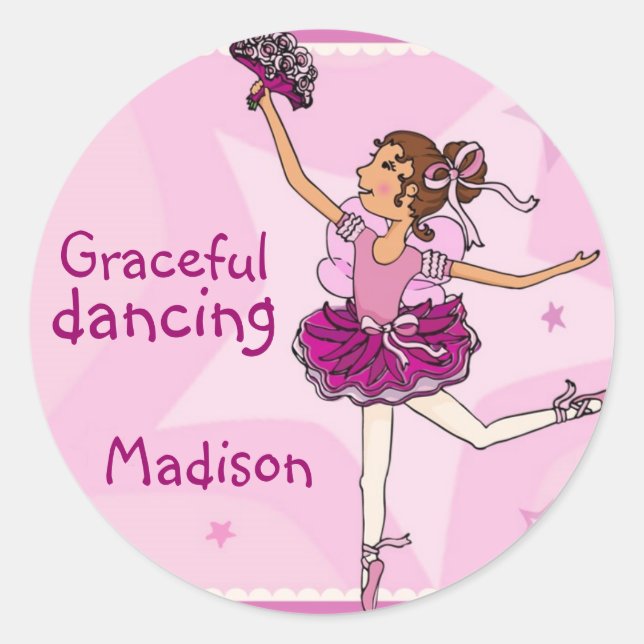 Ballerina sticker de danse gracieuse brunette/rose (Devant)