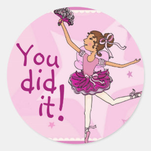 Ballerina sticker de danse gracieuse brunette/rose