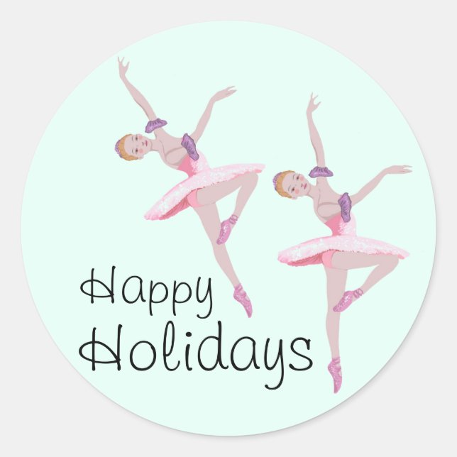 Ballerina Sugar Plum Fairy Nutcracker Christmas Classic Round Sticker (Front)