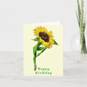 Ballerina Sunflower Ballet Dancer Birthday Card