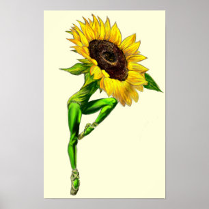 Ballerina Sunflower Ballet Dancer Poster Painting