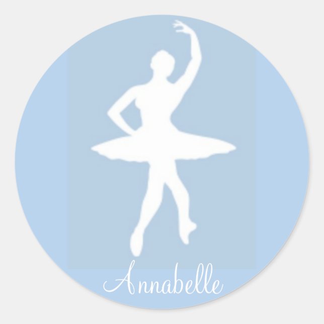 Ballerina sur Stickers Rond Bleu (Devant)