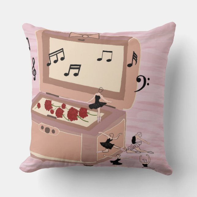 Ballerina Symphony in a Box - Ballerina Art Throw Pillow (Front)