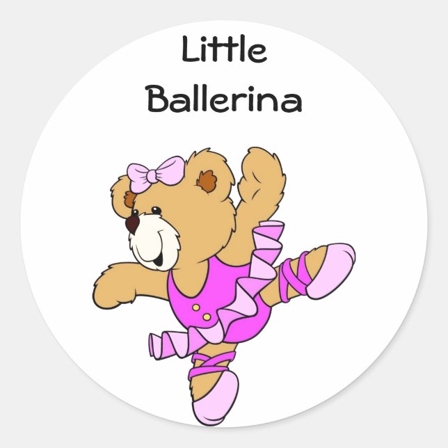Ballerina Teddy Bear Classic Round Sticker (Front)