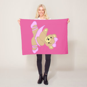 Ballerina Teddy Bear Fleece Blanket