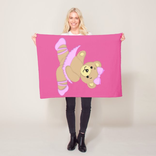Ballerina Teddy Bear Fleece Blanket (In Situ)