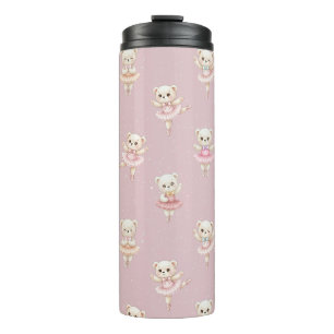 Ballerina Teddy Bear Pink Thermal Tumbler