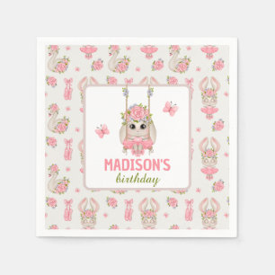 Ballerina themed bunny pastel pink girl napkin