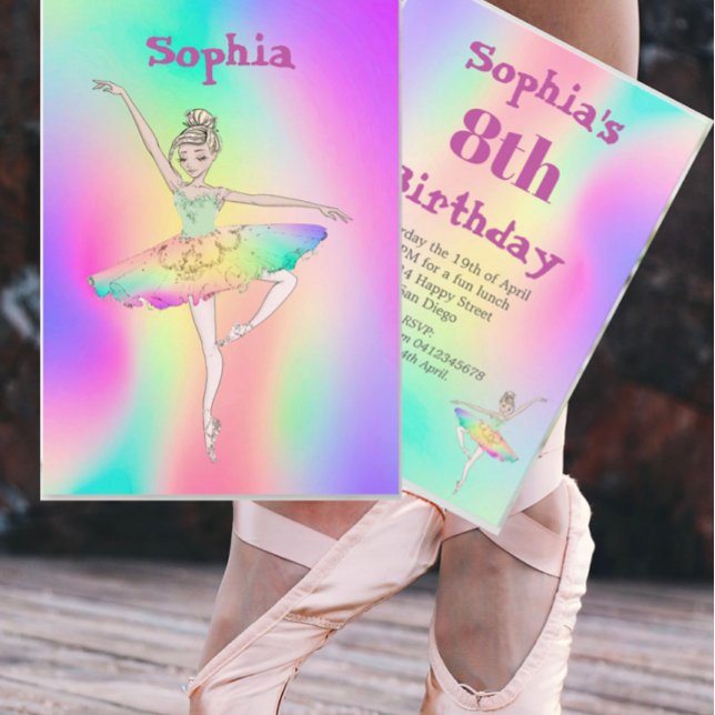 Ballerina Tie Dye Tutu Cute Age Birthday   Invitation (Creator Uploaded)