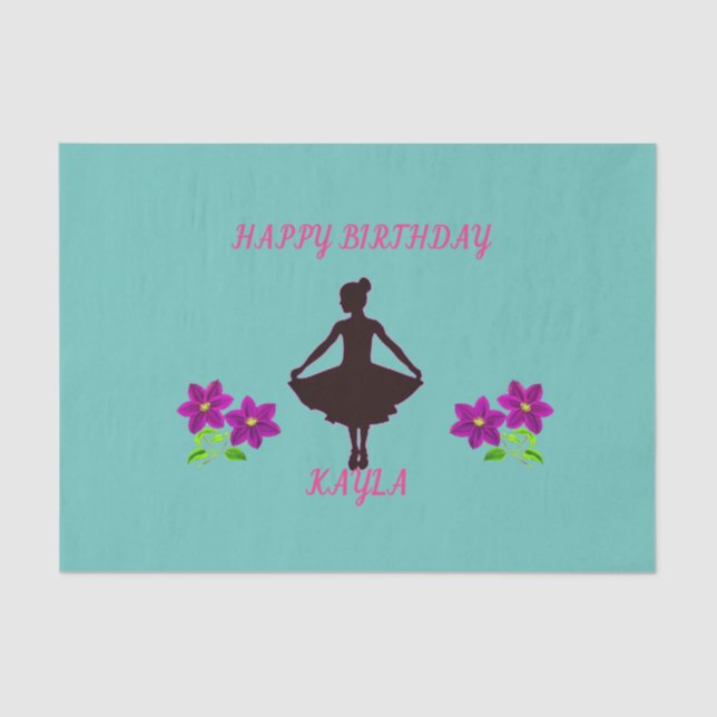 Ballerina tissue paper with personalized name. (Front)