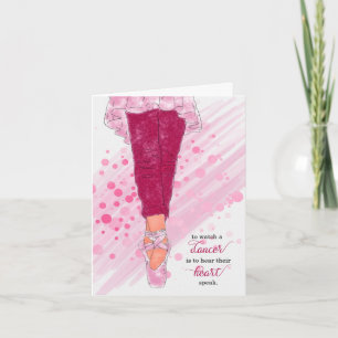 Ballerina Toe Shoes and Dancer Quote Pink Note Card
