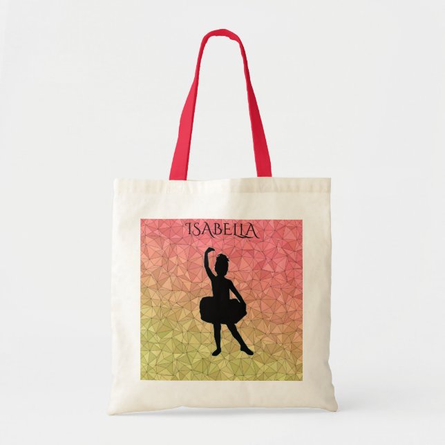 Ballerina tote with personalized name. (Front)