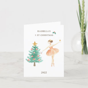 Ballerina Tree Girl's 1st Christmas Holiday Card