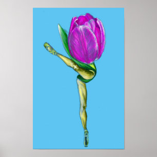 Ballerina Tulip Ballet Dance Poster - Painting