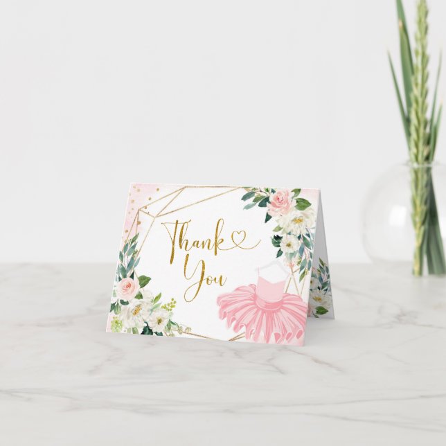 Ballerina Tutu Baby Shower Thank You Folded Card (Front)