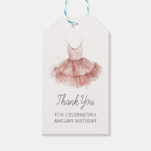 Ballerina Tutu Cute Ballet Pink Script Birthday Gift Tags