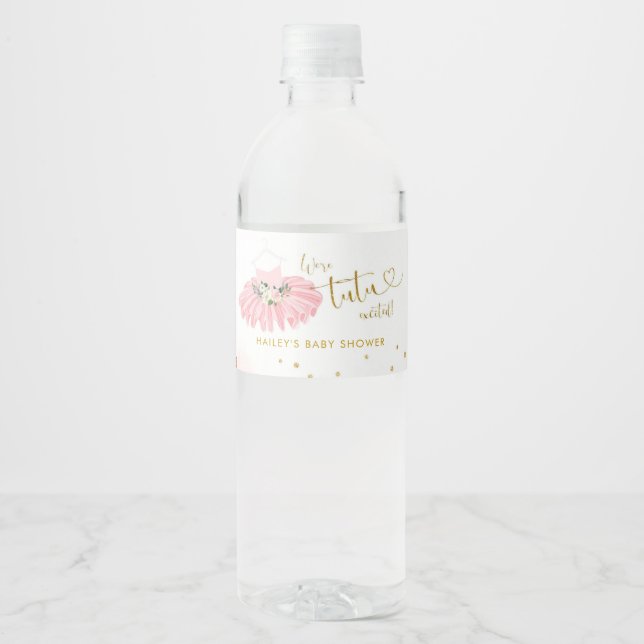 Ballerina Tutu Cute Birthday Water Bottle Labels (Front)
