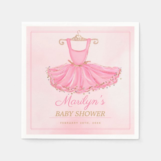 Ballerina Tutu Dress Baby Shower Birthday Napkin (Front)