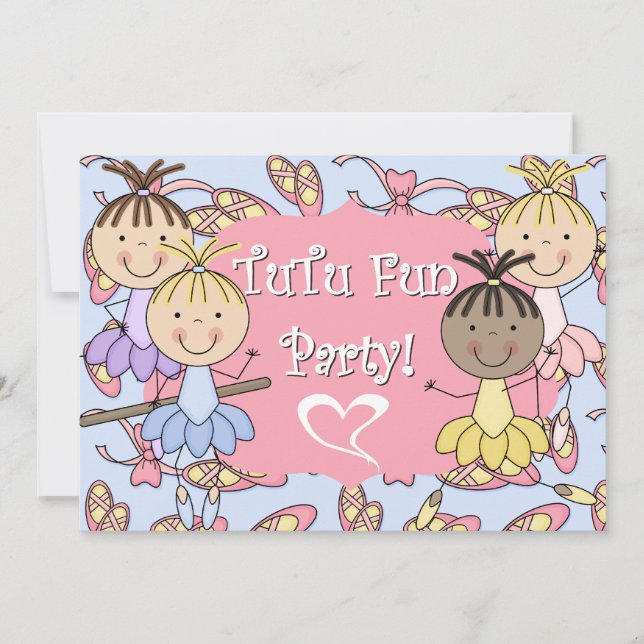 Ballerina Tutu Fun Birthday Invitation (Front)