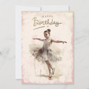 Ballerina Watercolor Happy Birthday Holiday Card
